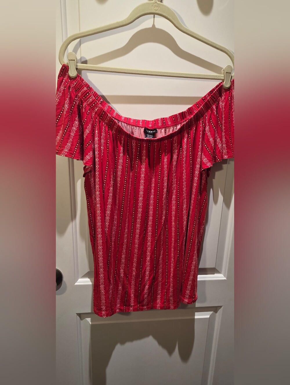 torrid Red Off-Shoulder Striped Top